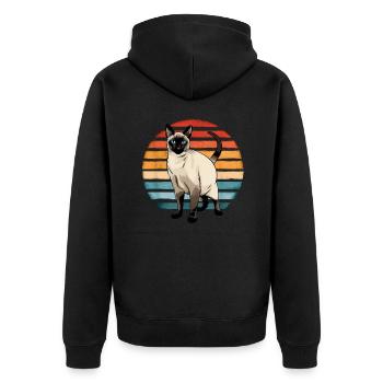 Chat siamois Vintage Sunset Retro Chaton - Veste à capuche bio Premium Unisexe - noir - Dos - Nico (187cm)