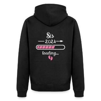 Sis 2024 Chargement Grossesse Naissance Soeur - Veste à capuche bio Premium Unisexe - noir - Dos - Nico (187cm)