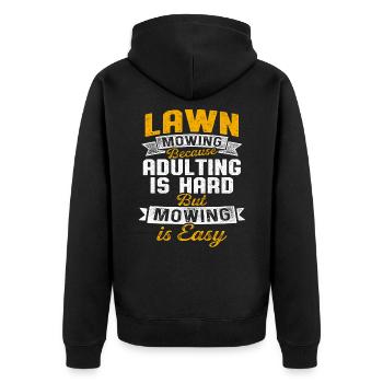 Lawn Mower Mowing Landscaping Landscaper - Unisex Premium Organic Zip Hoodie - black - Back - Nico (187cm)