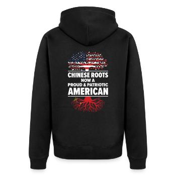 Né chinois Chine États-Unis - Veste à capuche bio Premium Unisexe - noir - Dos - Nico (187cm)