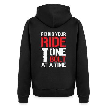 Automechaniker Auto-Motor-Reparatur - Unisex Premium Bio Zip Hoodie - Schwarz - Hinten - Nico (187cm)