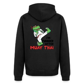 Muay Thai Coach Kickboxing Instructor Funny - Unisex Premium Organic Zip Hoodie - black - Back - Nico (187cm)