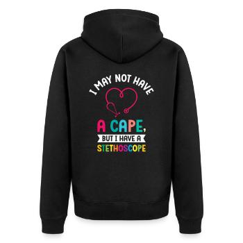 Schulkrankenschwester Medizinische Krankenpflege - Unisex Premium Bio Zip Hoodie - Schwarz - Hinten - Nico (187cm)
