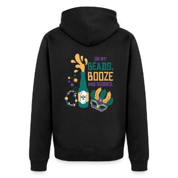 Mardi Gras Karneval Maske Bier Perlen Tölpel - Unisex Premium Bio Zip Hoodie - Schwarz - Hinten - Nico (187cm)