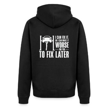 Car Mechanic Auto Engine Repair - Unisex Premium Organic Zip Hoodie - black - Back - Nico (187cm)