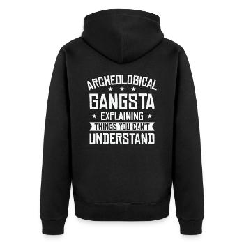 Archäologie Gangsta Menschliche Geschichte - Unisex Premium Bio Zip Hoodie - Schwarz - Hinten - Nico (187cm)