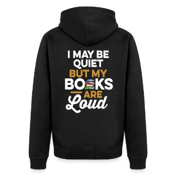 Librarian Bookworm Book Nerd Reading Library - Unisex Premium Organic Zip Hoodie - black - Back - Nico (187cm)