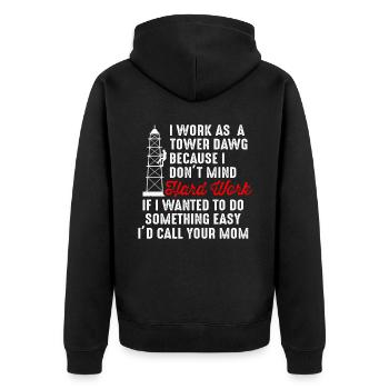 Cell Tower Climber Climbing Technician - Unisex Premium Organic Zip Hoodie - black - Back - Nico (187cm)
