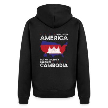 Geboren Kambodschaner Kambodscha Amerikaner USA - Unisex Premium Bio Zip Hoodie - Schwarz - Hinten - Nico (187cm)