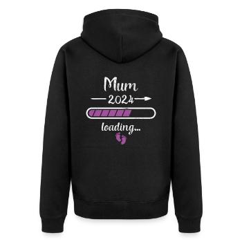 Mum 2024 Loading Pregnancy Mother Mommy Mom Birth - Unisex Premium Organic Zip Hoodie - black - Back - Nico (187cm)
