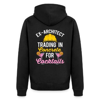 Architekt im Ruhestand Architektur im Ruhestand - Unisex Premium Bio Zip Hoodie - Schwarz - Hinten - Nico (187cm)
