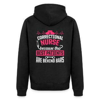 Correctional Nurse Nursing Correction Officer - Unisex Premium Organic Zip Hoodie - black - Back - Nico (187cm)