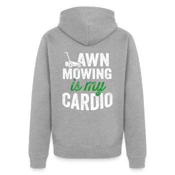 Rasenmäher Mähen Landschaftsbau Landschaftsgärtner - Unisex Premium Bio Zip Hoodie - Grau meliert - Hinten - Nico (187cm)