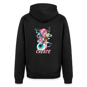 Surreale Illustration Für Künstler Und Kreative - Unisex Premium Bio Zip Hoodie - Schwarz - Hinten - Nico (187cm)