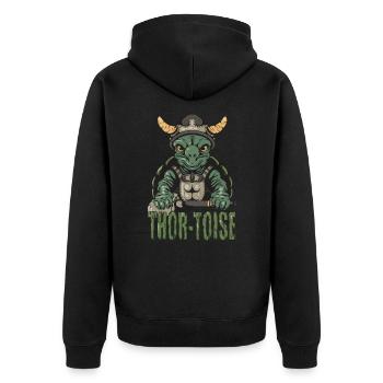 Thor-Toise Tortue Viking Reptile nordique - Veste à capuche bio Premium Unisexe - noir - Dos - Nico (187cm)
