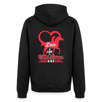 Saint-Valentin Equitation Love Horse Silhouette - Veste à capuche bio Premium Unisexe - noir - Dos - Nico (187cm)