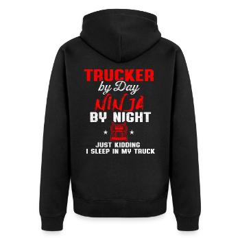Truck Driver Trucker Driving - Unisex Premium Organic Zip Hoodie - black - Back - Nico (187cm)