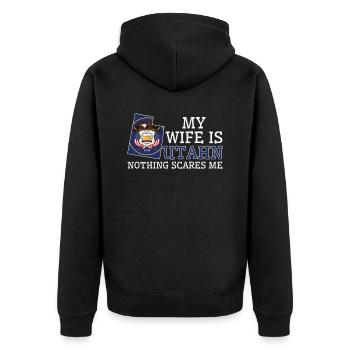 Nichts macht mir Angst Utahn Ehefrau Utah - Unisex Premium Bio Zip Hoodie - Schwarz - Hinten - Nico (187cm)