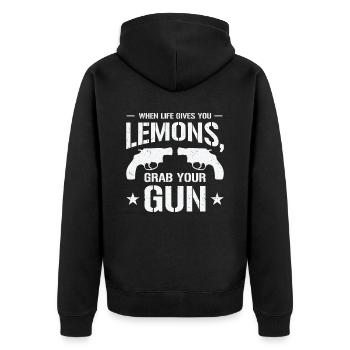 Waffen Pistolenliebhaber Waffenbesitzer Schießen - Unisex Premium Bio Zip Hoodie - Schwarz - Hinten - Nico (187cm)