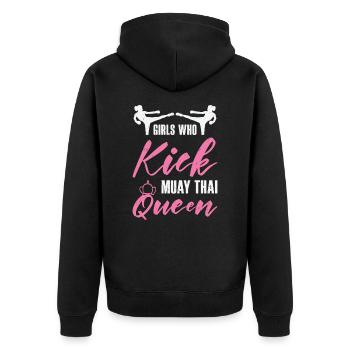 International Women's Day Muay Thai Girl Power - Unisex Premium Organic Zip Hoodie - black - Back - Nico (187cm)