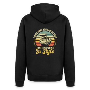 Funeral Director Mortician Mortuary - Unisex Premium Organic Zip Hoodie - black - Back - Nico (187cm)