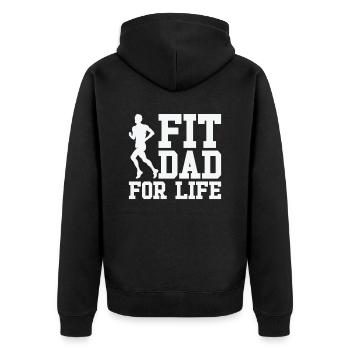 Fitness Vatertag Fitnessstudio Workout Training - Unisex Premium Bio Zip Hoodie - Schwarz - Hinten - Nico (187cm)
