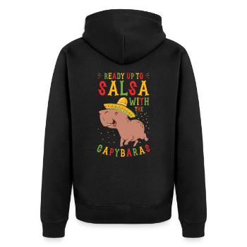 Capybara Mariachi Cinco de Mayo Fiesta - Unisex Premium Bio Zip Hoodie - Schwarz - Hinten - Nico (187cm)