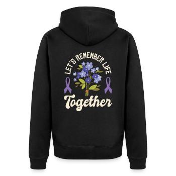 Alzheimer-Bewusstsein Purple Ribbon Gehirn - Unisex Premium Bio Zip Hoodie - Schwarz - Hinten - Nico (187cm)