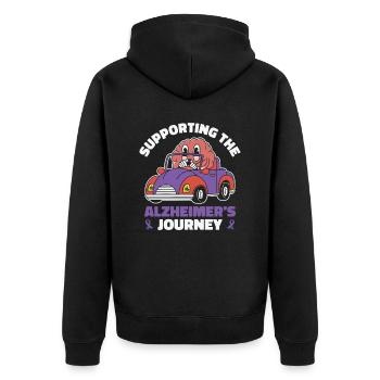 Alzheimer-Bewusstsein Purple Ribbon Gehirn - Unisex Premium Bio Zip Hoodie - Schwarz - Hinten - Nico (187cm)