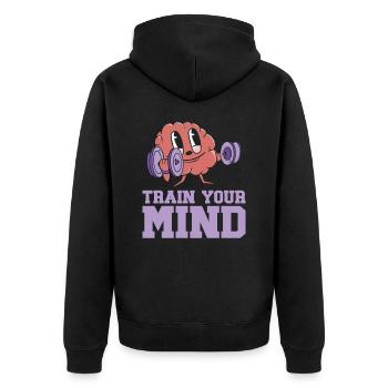 Alzheimer's Awareness Brain Mental Health - Unisex Premium Organic Zip Hoodie - black - Back - Nico (187cm)