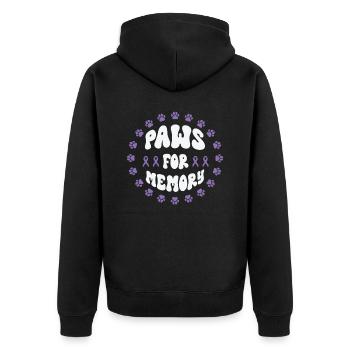Sensibilisation à la maladie d’Alzheimer Pet Purple Ribbon Pattes - Veste à capuche bio Premium Unisexe - noir - Dos - Nico (187cm)