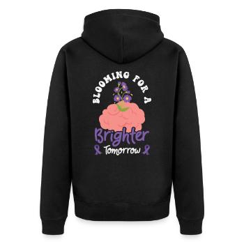 Cerveau du ruban violet de sensibilisation à la maladie d’Alzheimer - Veste à capuche bio Premium Unisexe - noir - Dos - Nico (187cm)