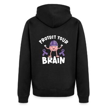 Alzheimer's Awareness Brain Mental Health - Unisex Premium Organic Zip Hoodie - black - Back - Nico (187cm)
