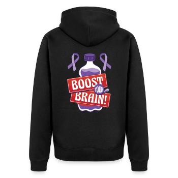 Alzheimer's Awareness Brain Mental Health - Unisex Premium Organic Zip Hoodie - black - Back - Nico (187cm)