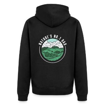 Bergwandern Vatertag Wildlife Papa Klettern - Unisex Premium Bio Zip Hoodie - Schwarz - Hinten - Nico (187cm)