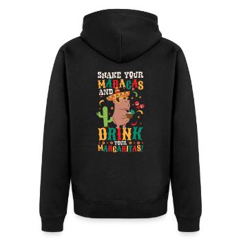 Capybara Mariachi Cinco de Mayo Fiesta - Unisex Premium Bio Zip Hoodie - Schwarz - Hinten - Nico (187cm)