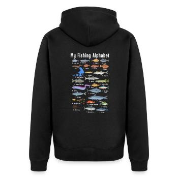 My Fishing Alphabet Fisherman Angling Fish - Unisex Premium Organic Zip Hoodie - black - Back - Nico (187cm)