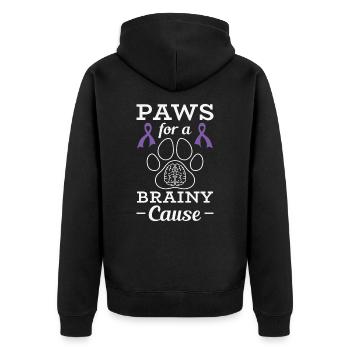 Alzheimer's Awareness Pet Purple Ribbon Paws - Unisex Premium Organic Zip Hoodie - black - Back - Nico (187cm)