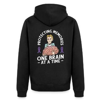 Alzheimer's Awareness Brain Doctors Health - Unisex Premium Organic Zip Hoodie - black - Back - Nico (187cm)