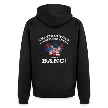 USA Independence Patriotic American Flag Fireworks - Unisex Premium Organic Zip Hoodie - black - Back - Nico (187cm)