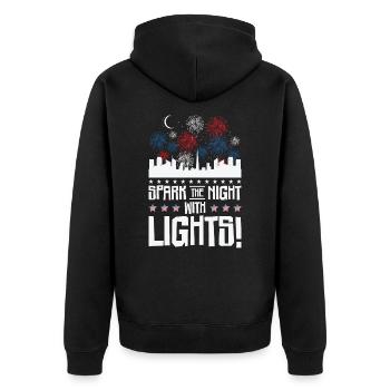 USA Independence Patriotic American Flag Fireworks - Unisex Premium Organic Zip Hoodie - black - Back - Nico (187cm)