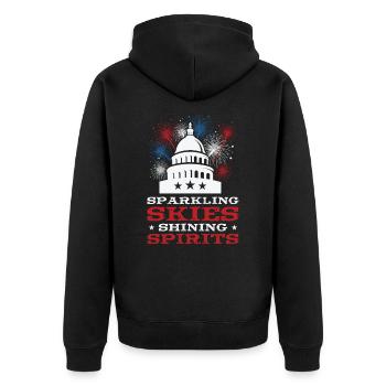 USA Independence Patriotic American Flag Fireworks - Unisex Premium Organic Zip Hoodie - black - Back - Nico (187cm)