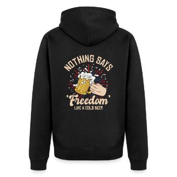 USA Independence Beer Drinking Freedom - Unisex Premium Organic Zip Hoodie - black - Back - Nico (187cm)