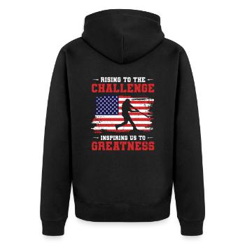 USA Independence American Flag Freedom Sports - Unisex Premium Organic Zip Hoodie - black - Back - Nico (187cm)