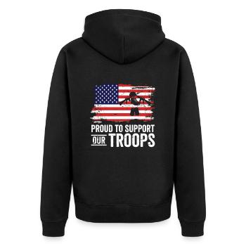 USA Independence Military Heroes Soldier Freedom - Unisex Premium Organic Zip Hoodie - black - Back - Nico (187cm)