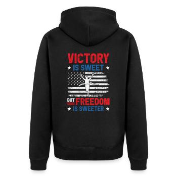 USA Independence American Flag Freedom Sports - Unisex Premium Organic Zip Hoodie - black - Back - Nico (187cm)