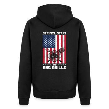 Barbecue de l’indépendance des États-Unis Drapeau américain - Veste à capuche bio Premium Unisexe - noir - Dos - Nico (187cm)