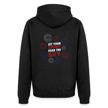 USA Independence Patriotic American Flag Fireworks - Unisex Premium Organic Zip Hoodie - black - Back - Nico (187cm)