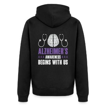 Alzheimer's Awareness Brain Doctors Health - Unisex Premium Organic Zip Hoodie - black - Back - Nico (187cm)