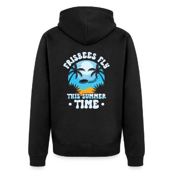 Frisbee Tropical Summer Vacation Flying Disc Sport - Unisex Premium Organic Zip Hoodie - black - Back - Nico (187cm)